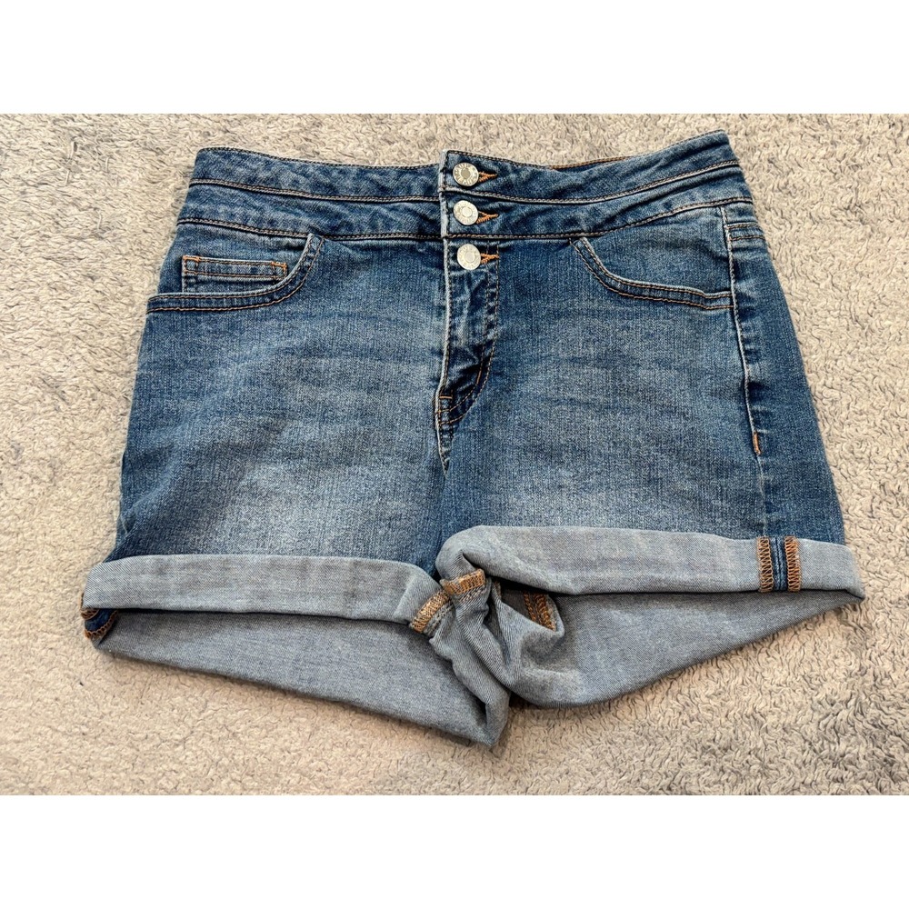 Guess Jean Shorts Womens 24 Cuffed Dark Wash Blue Denim Stretch Q9PD11R34R4